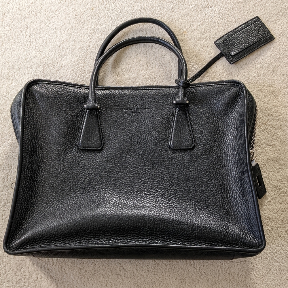 Black Leather Laptop Bag Briefcase - Combatant Gentlemen